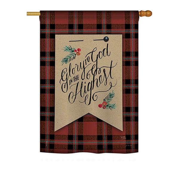 Gardencontrol Glory to God Winter - Seasonal Christmas Impressions Decorative Vertical House Flag - 28 x 40 in. GA4097847